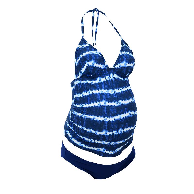 Kamaka Blue Tie Dye Print Maternity Tankini Swimsuit - Anita - Image 2