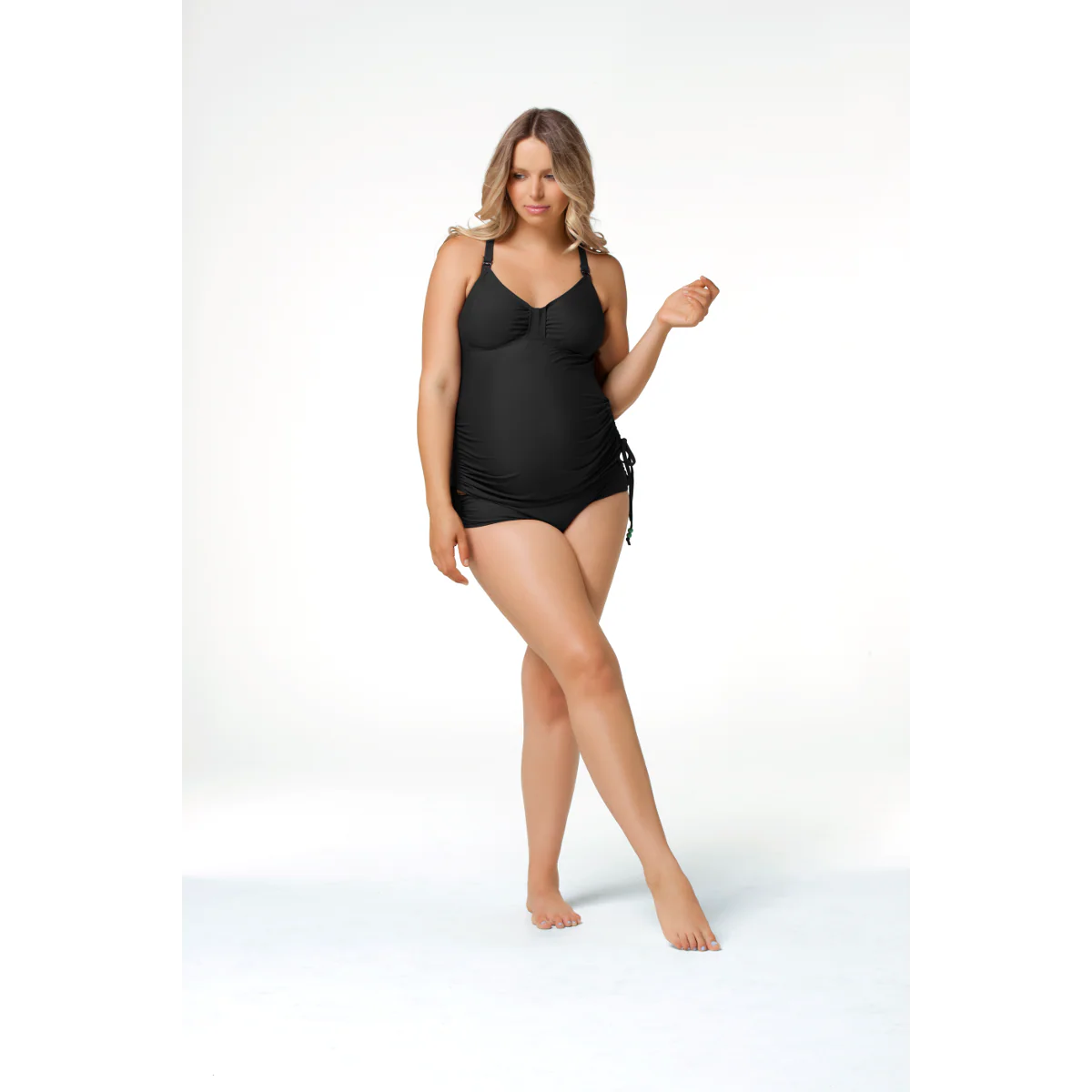 Dark Shake Black Tankini Nursing Maternity Swimsuit Set - Cake - Image 3