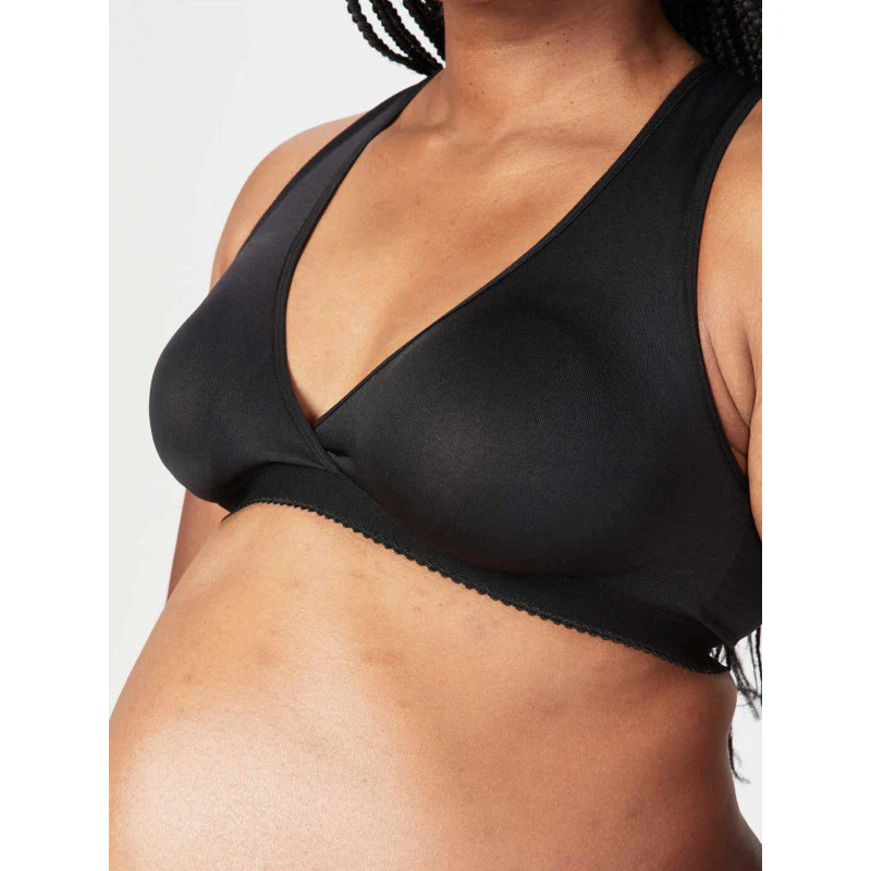 Serenity Pull Aside Nursing Maternity Sleep Bra Black - Cake
