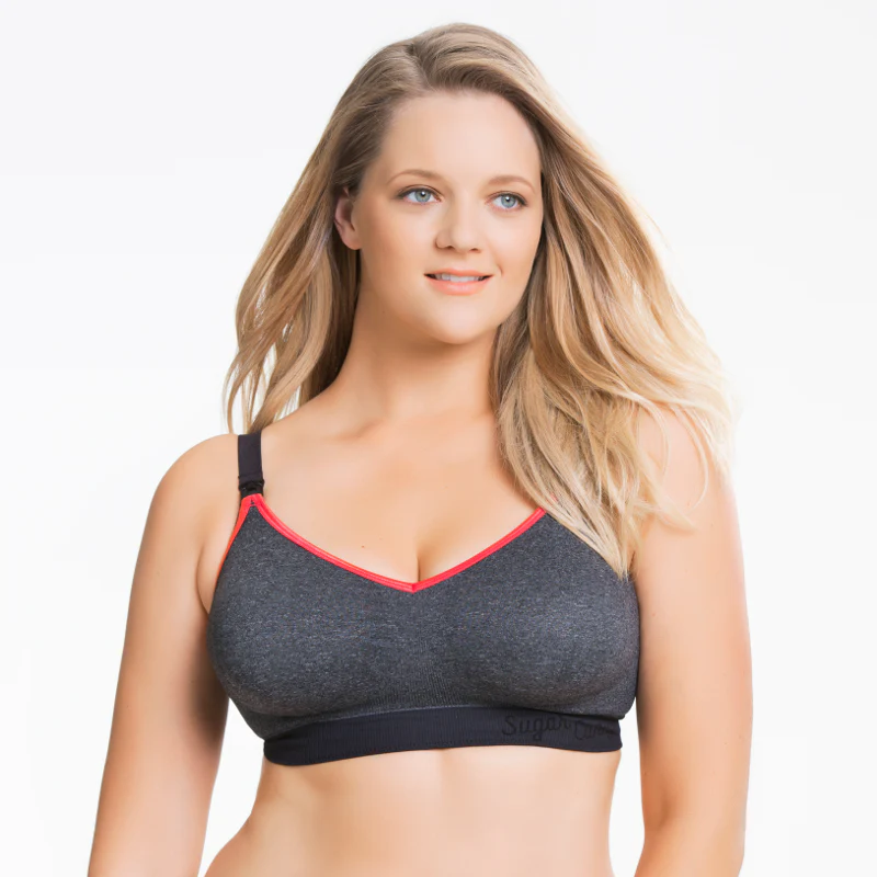 Sugar Candy Crush Charcoal Grey Seamless Nursing Sleep Bra - Cake - Image 3