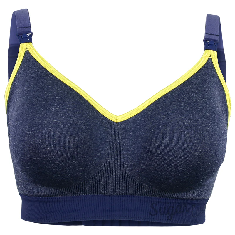 Sugar Candy Crush Denim Blue Seamless Nursing Sleep Bra - Cake