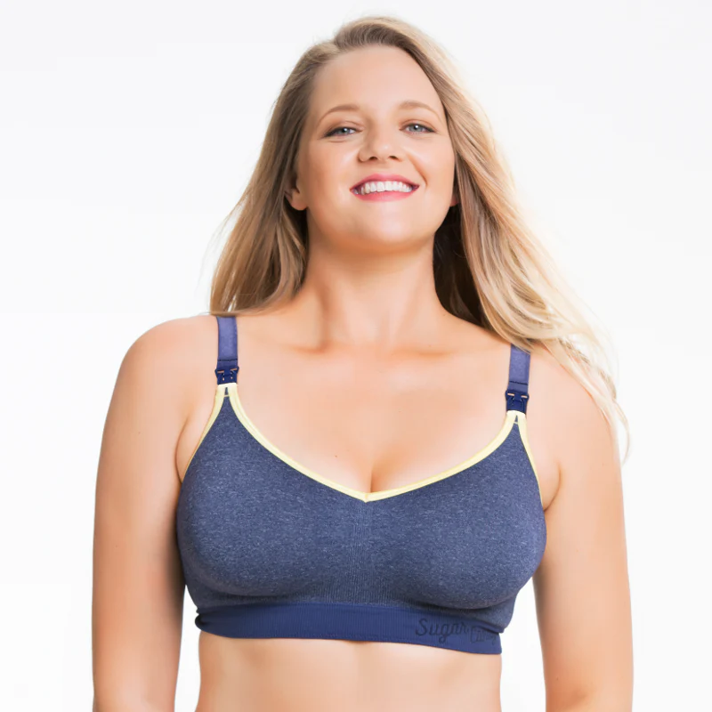 Sugar Candy Crush Denim Blue Seamless Nursing Sleep Bra - Cake - Image 3