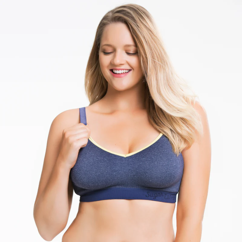 Sugar Candy Crush Denim Blue Seamless Nursing Sleep Bra - Cake - Image 4