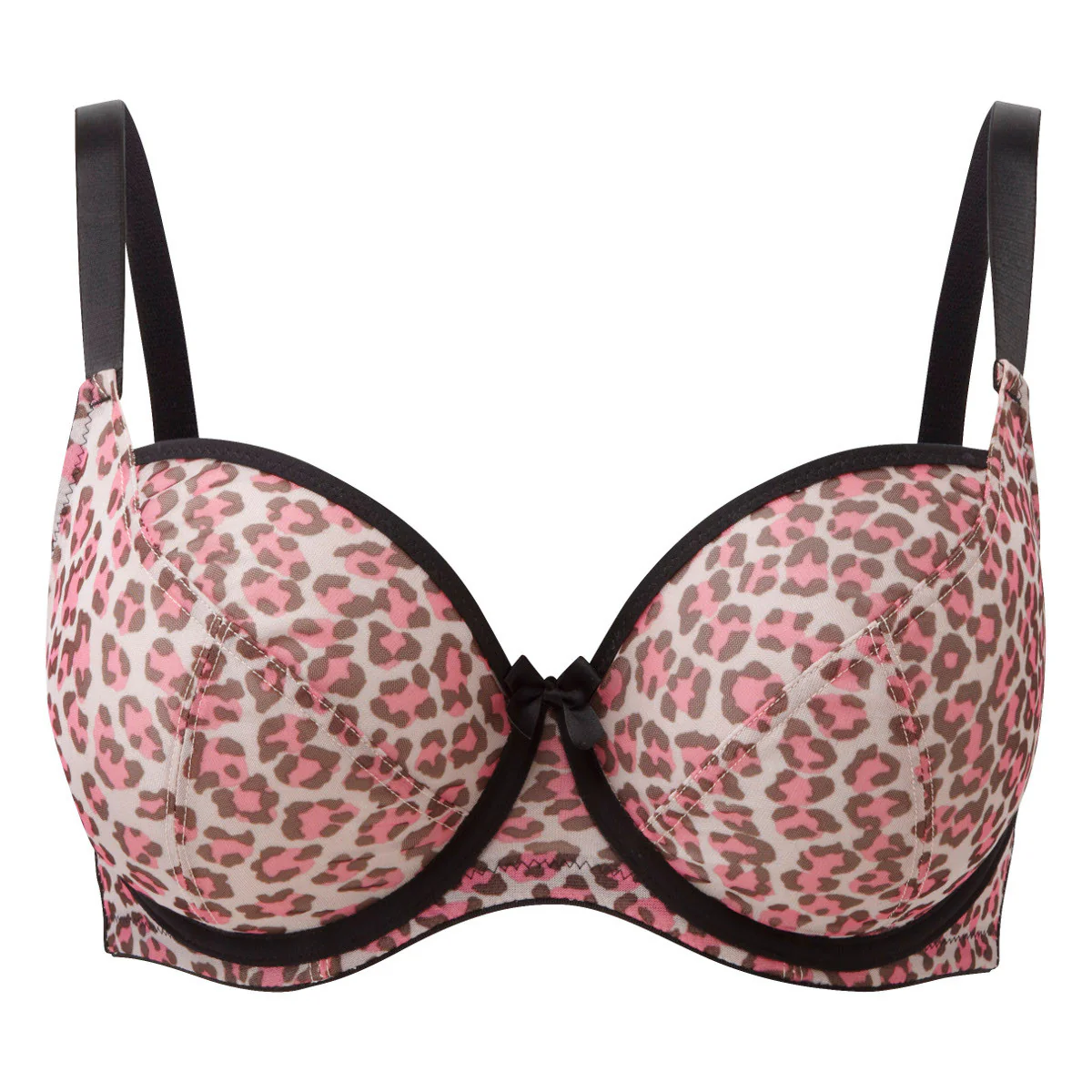 Della Pink Leopard Balconette Bra - Cleo