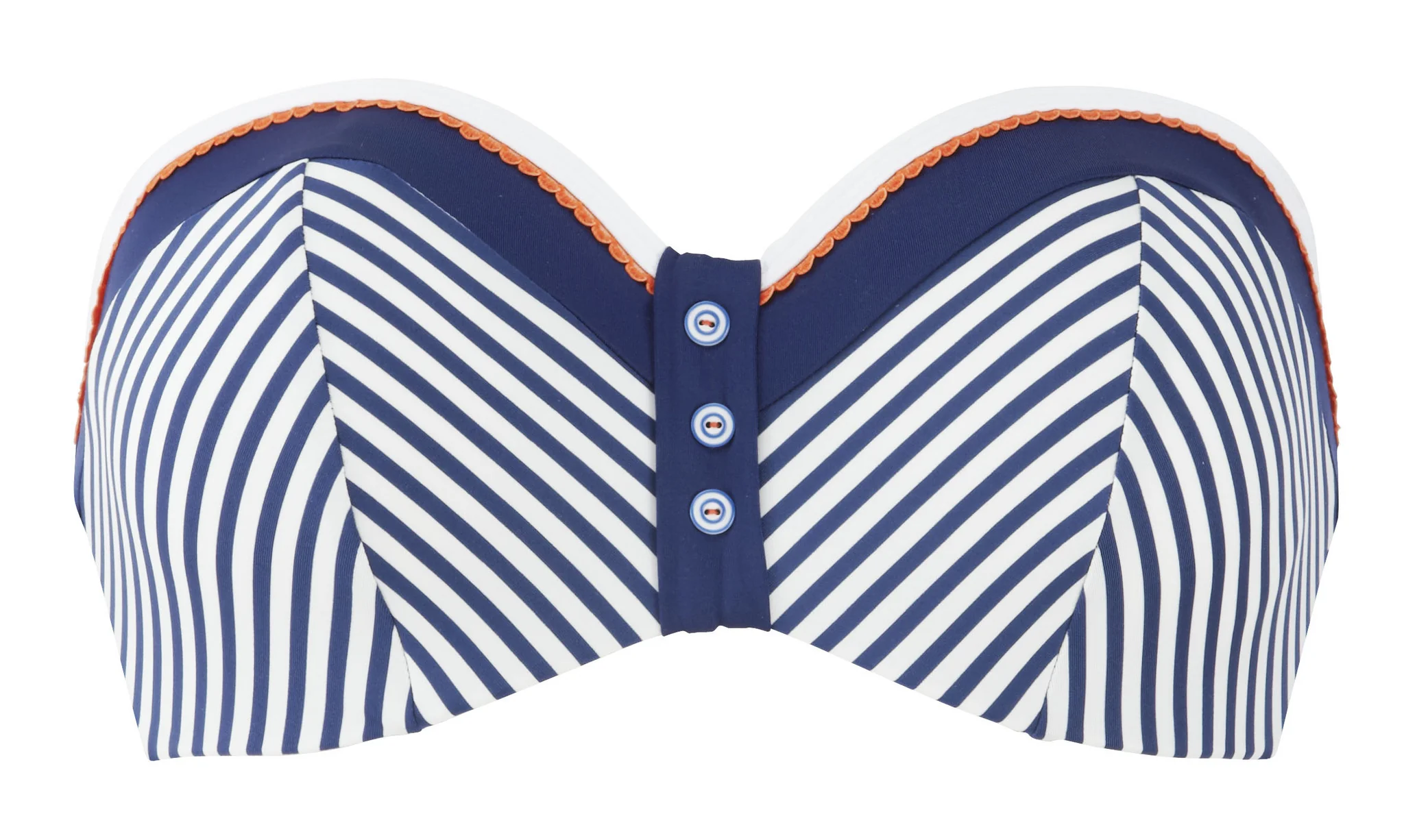 Lucille Navy Stripe & Orange Bandeau Bikini Top - Cleo Swim - Image 3