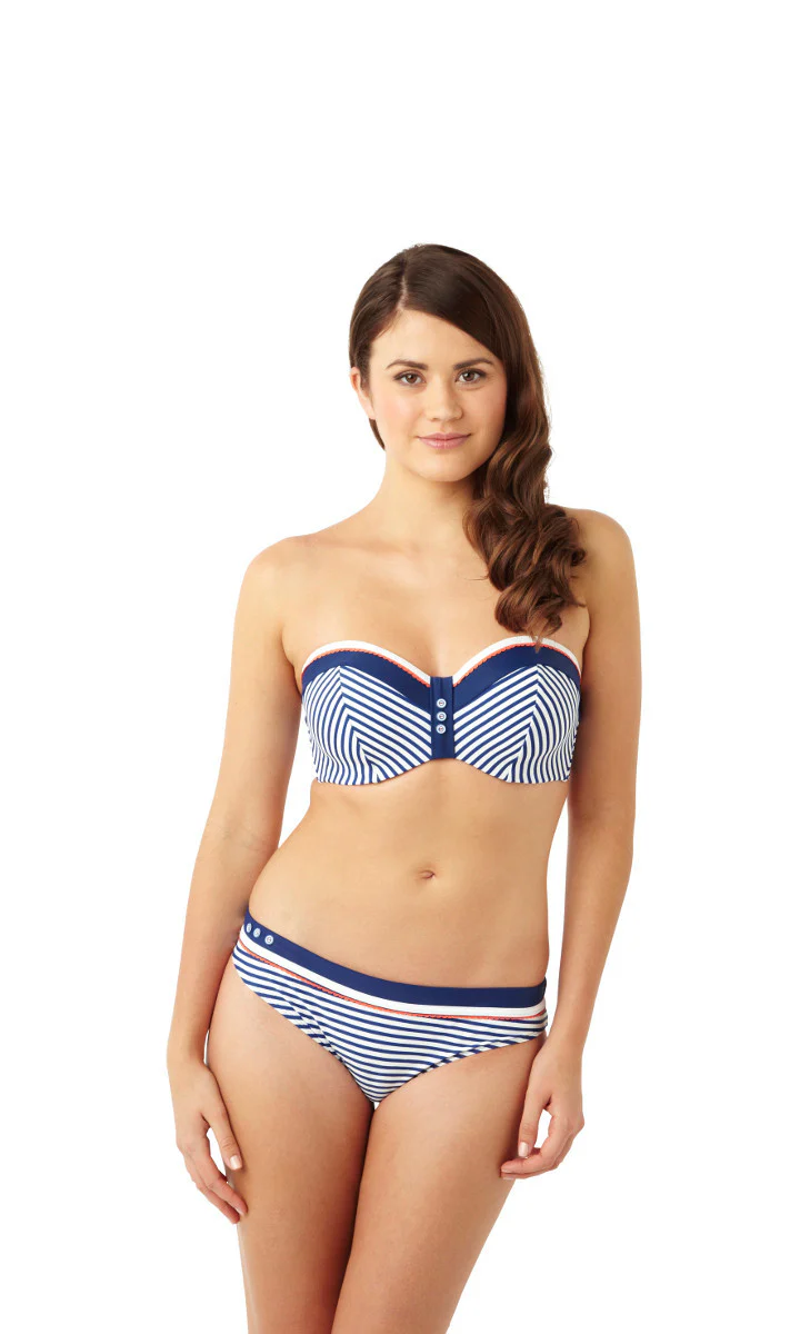 Lucille Navy Stripe & Orange Bandeau Bikini Top - Cleo Swim - Image 5