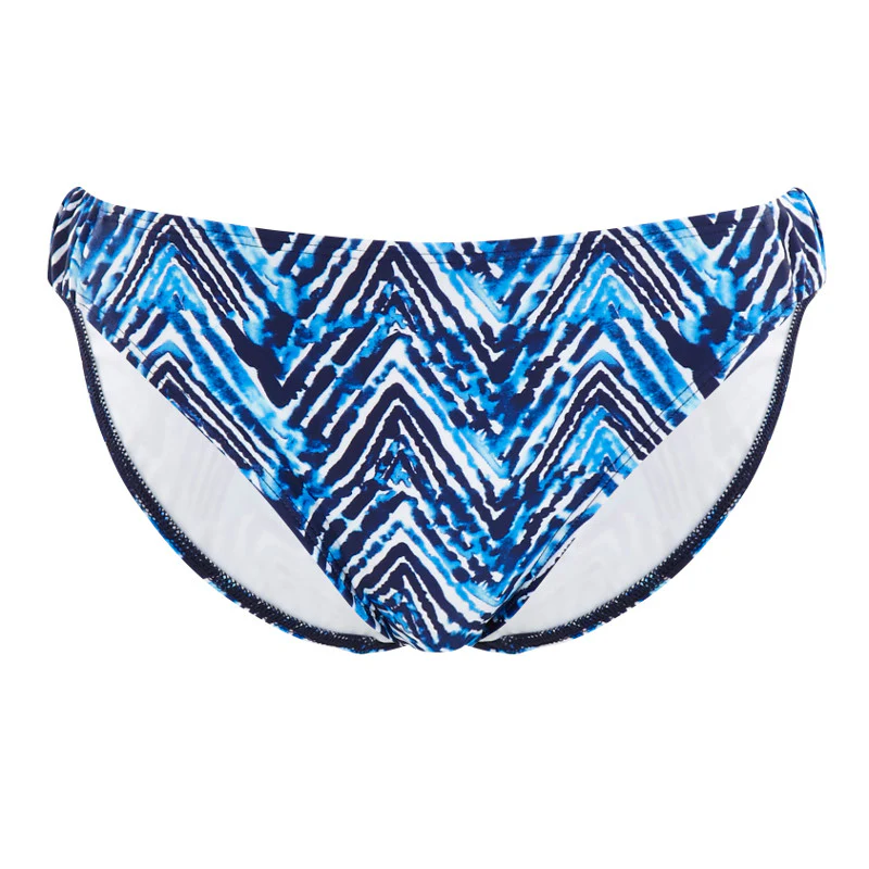 Suki Indigo Blue White Gathered Bikini Brief Pant - Cleo Swim