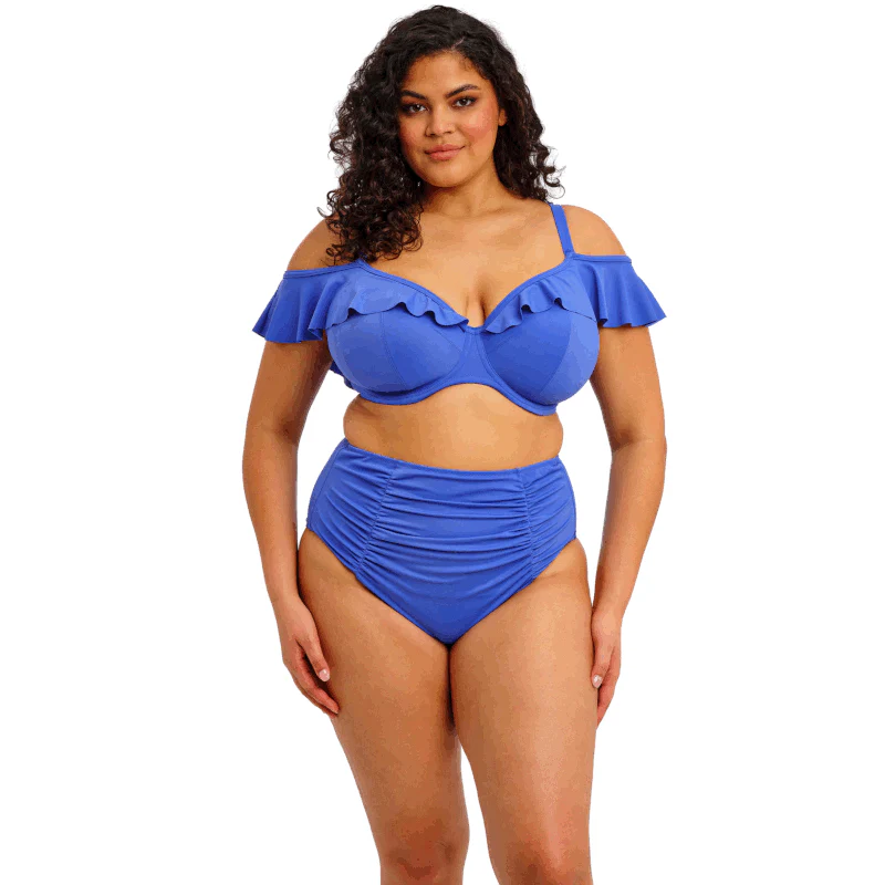 Plain Sailing Bardot Plunge Bikini Top Azure Blue- Elomi Swim - Image 2
