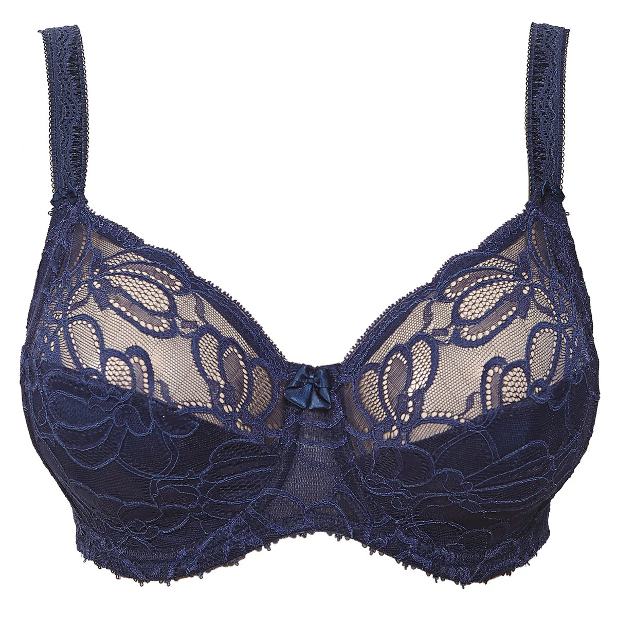 Jacqueline Lace Navy Blue Side Support Full Cup Bra - Fantasie