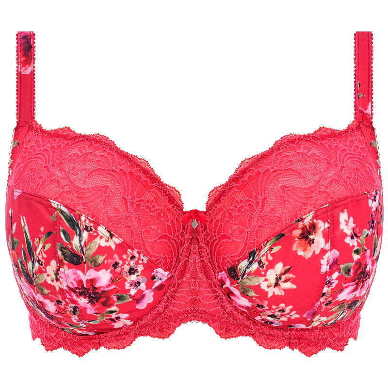 Lucia Side Support Bra Cherry Red Floral Print - Fantasie