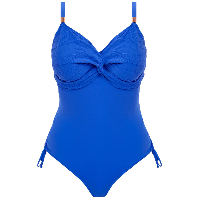 Beach Waves One Piece Swimsuit Twist Front Blue - Fantasie Swim