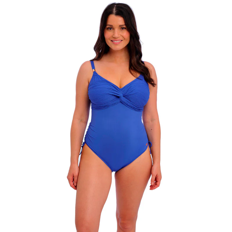 Beach Waves One Piece Swimsuit Twist Front Blue - Fantasie Swim - Image 2