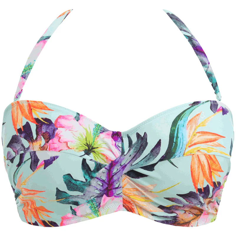 Paradiso Bandeau Bikini Top Soft Mint Floral Print - Fantasie Swim