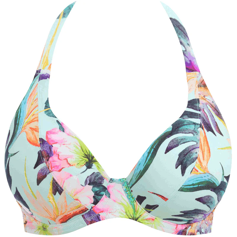 Paradiso Halter Bikini Top Soft Mint Floral Print - Fantasie Swim