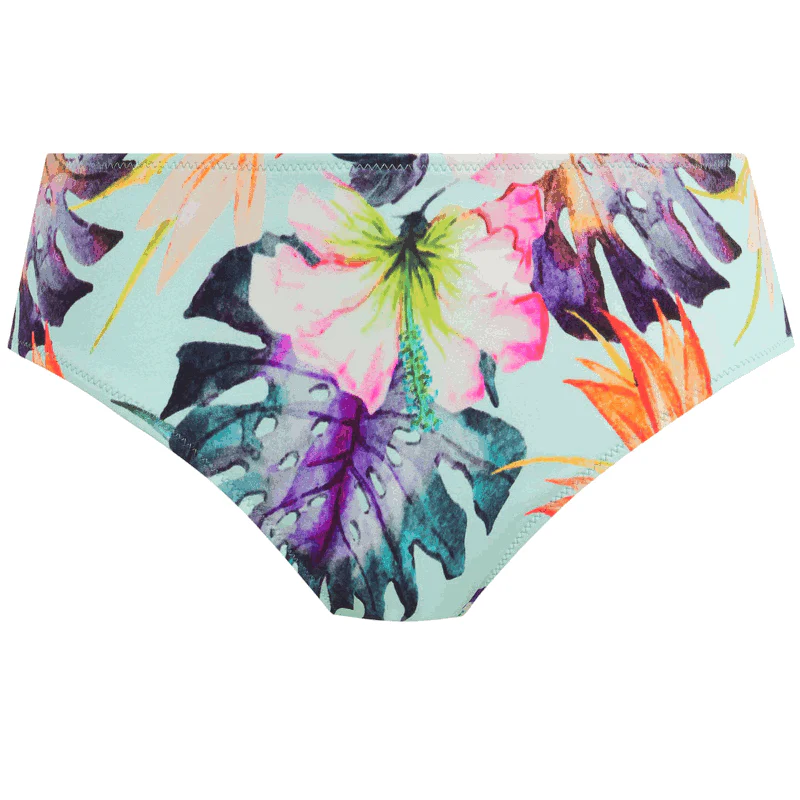 Paradiso Mid Rise Bikini Brief Soft Mint Floral Print - Fantasie Swim