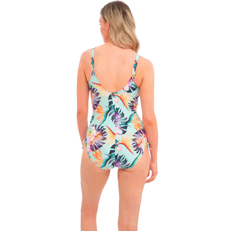 Paradiso One Piece Swimsuit Adjustable Leg Soft Mint Floral Print - Fantasie Swim - Image 4
