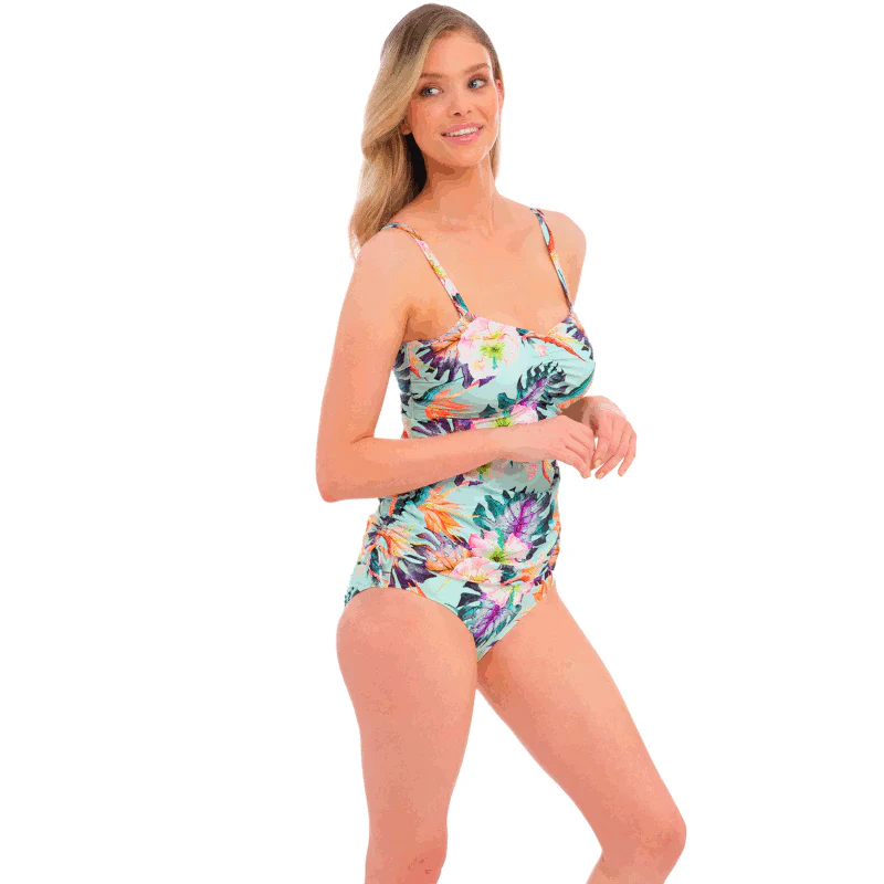 Paradiso Tankini Adjustable Side Soft Mint Floral Print - Fantasie Swim - Image 3