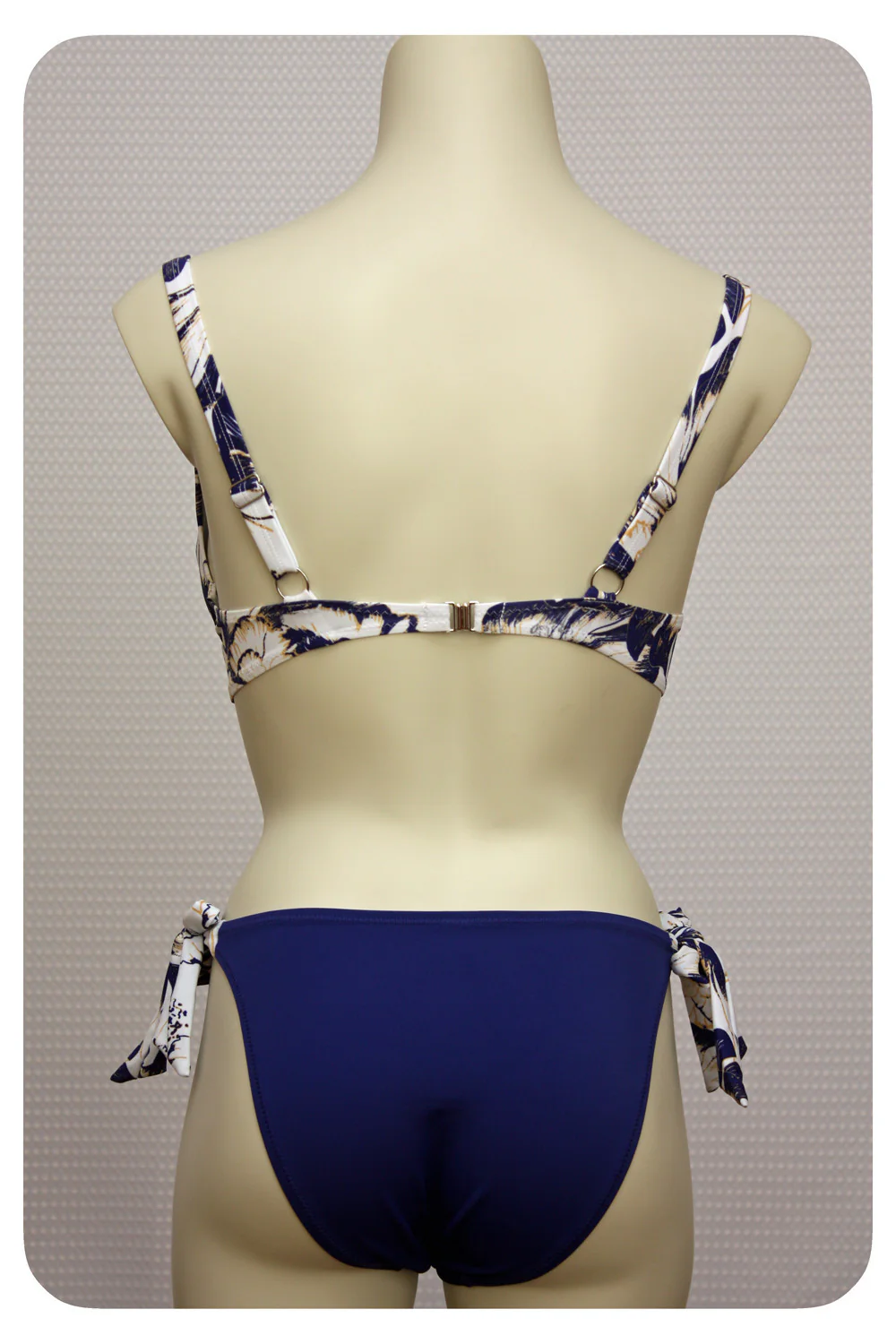 Floral Print Blue & Gold Bikini Set - Image 2