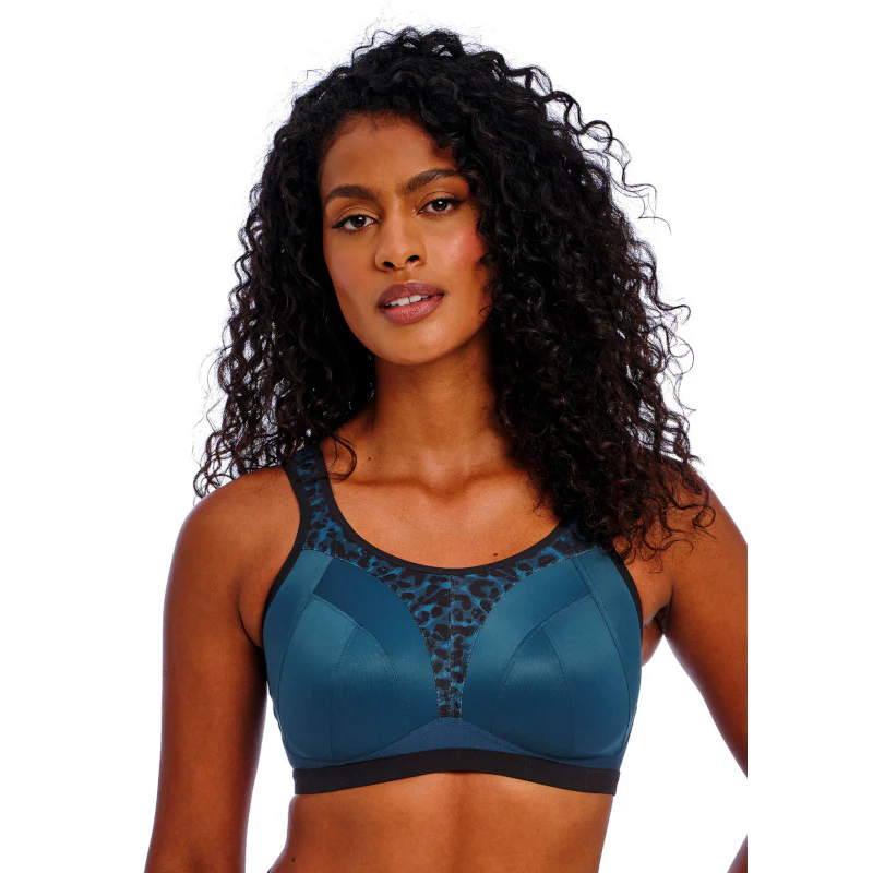 Freya Dynamic Soft Cup Sports Bra Midnight Blue Leopard Print - Image 2