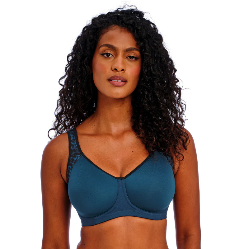 Freya Sonic Moulded Sports Bra Midnight Blue Leopard Print - Image 2