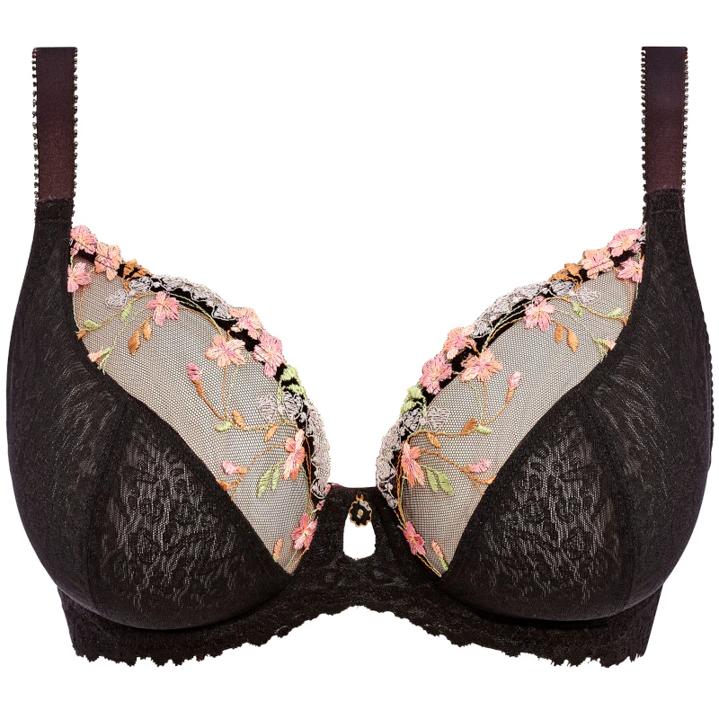 Love-haze Plunge Bra Animal Floral Print Black - Freya
