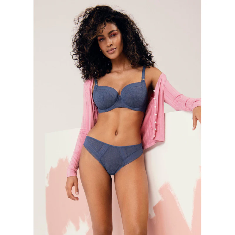 Viva Lace Side Support Bra Vintage Denim Blue - Freya - Image 4