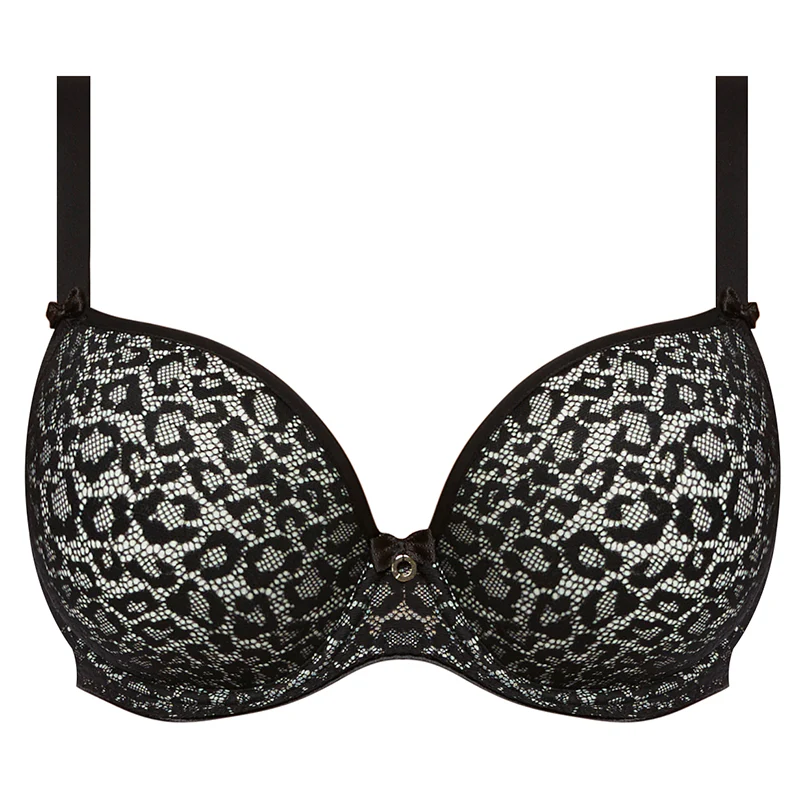 Wilder Black Animal Print Plunge Bra - Freya