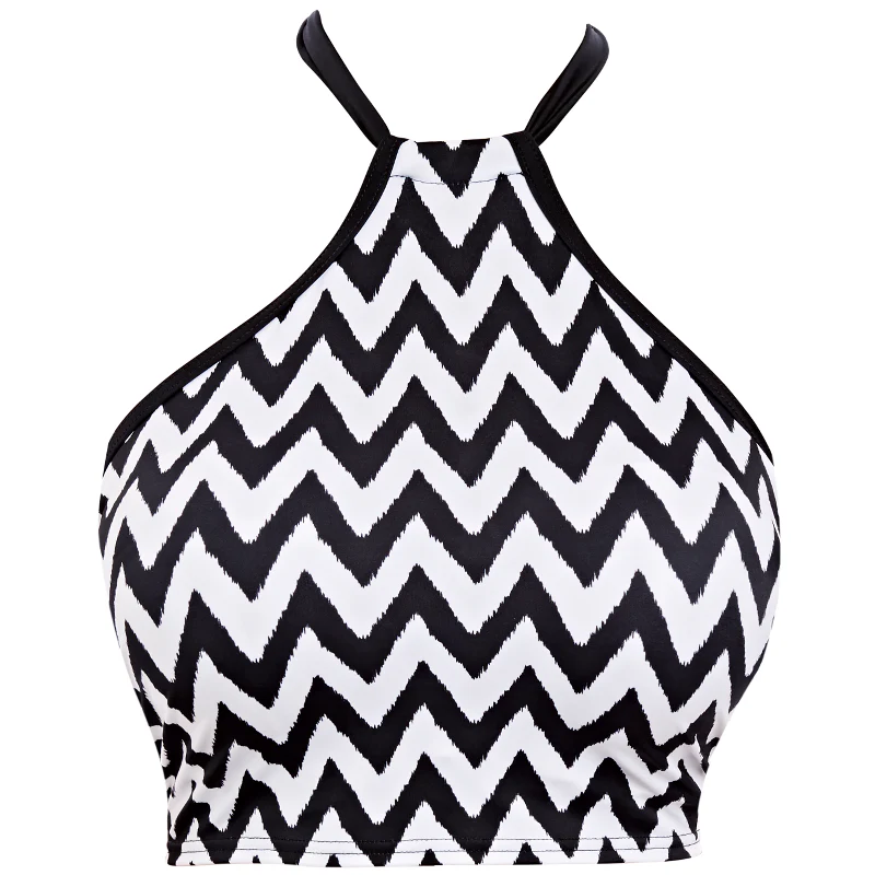 Making Waves Croptini Bikini Top Black White - Freya Swim