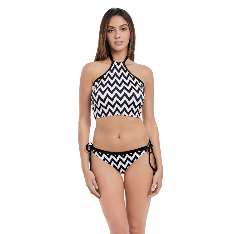 Making Waves Croptini Bikini Top Black White - Freya Swim - Image 2