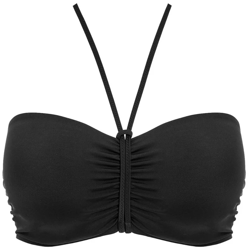 Jewel Cove Bandeau Bikini Top Plain Black - Freya Swim