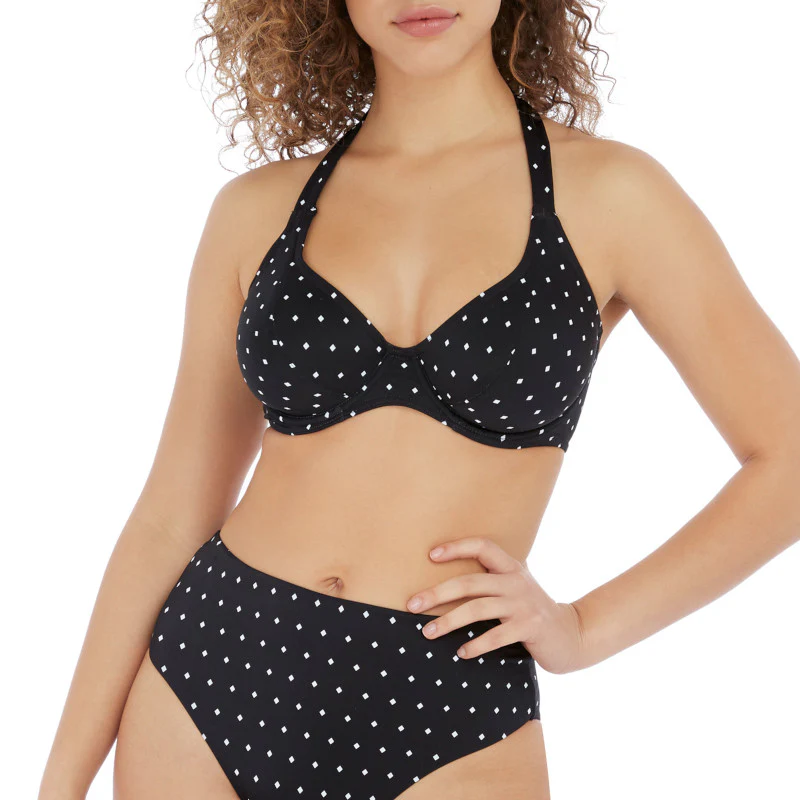 Jewel Cove Halter Bikini Top Black Diamond Print - Freya Swim - Image 2