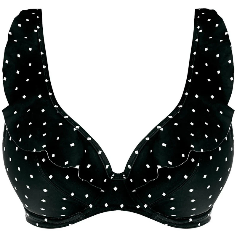 Jewel Cove High Apex Bikini Top Black Diamond Print - Freya Swim