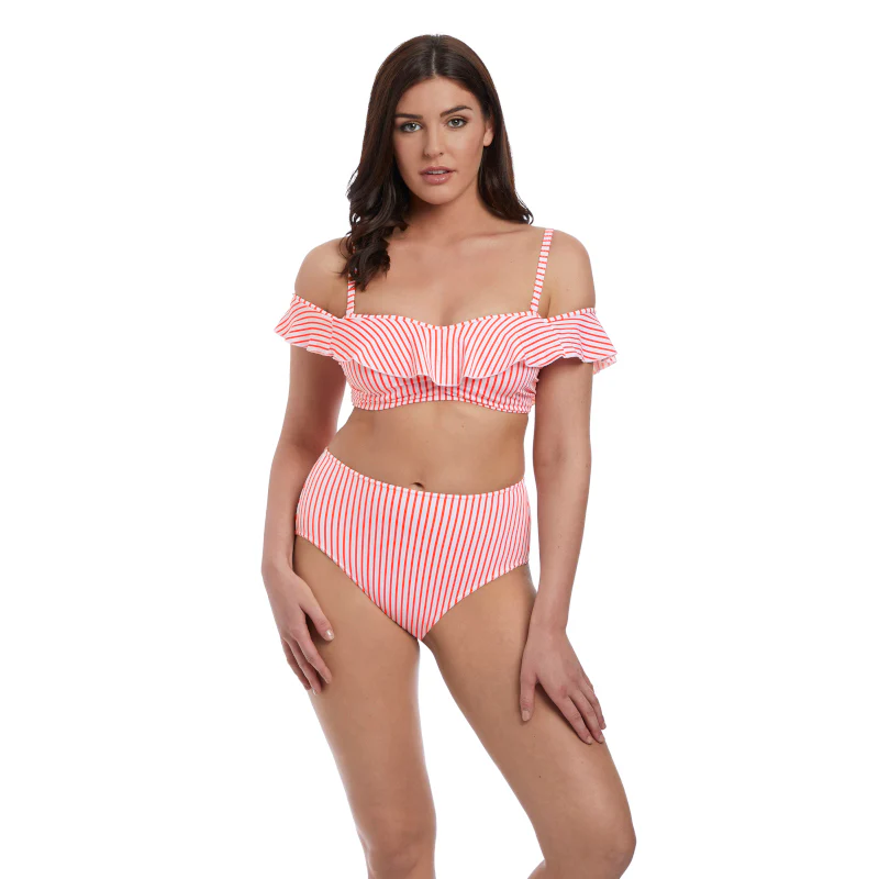 Totally Stripe Flame Red Bardot Bikini Top - Freya Swim - Image 4
