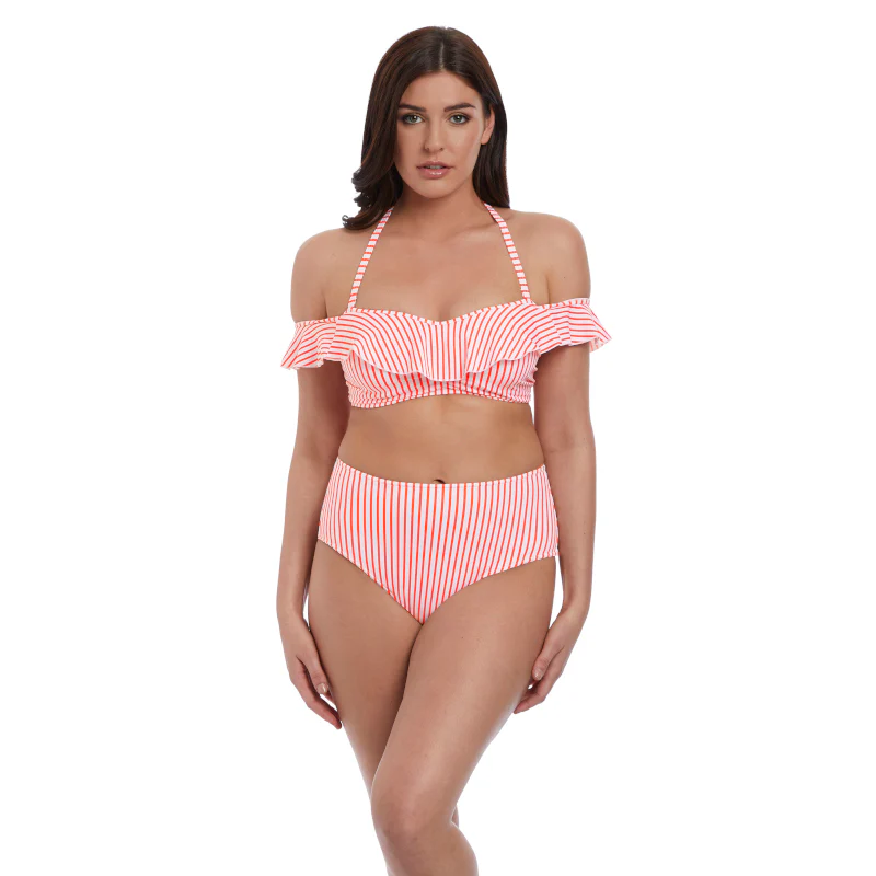 Totally Stripe Flame Red Bardot Bikini Top - Freya Swim - Image 6