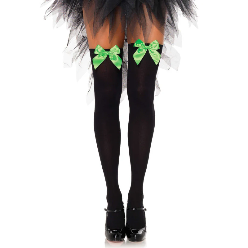 Bow Detail Nylon Thigh High Stockings - Leg Avenue - Image 10