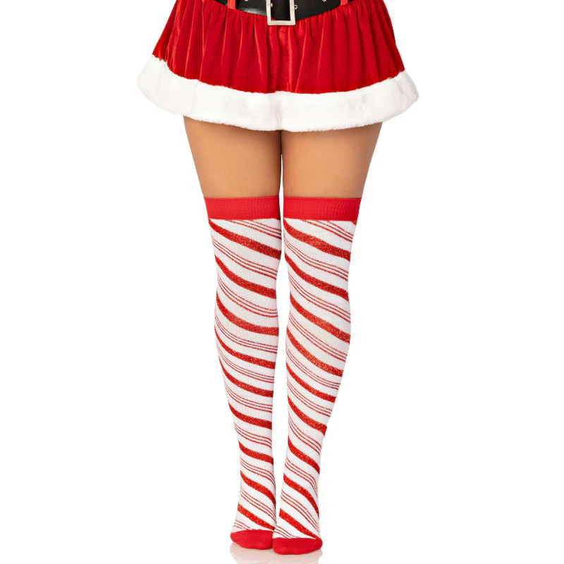 Candy Cane Over the Knee Socks - Leg Avenue - Image 4