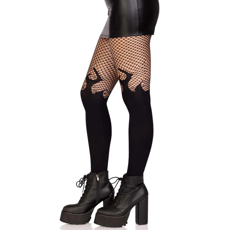 Flame Fire Tights Fishnet Top - Leg Avenue - Image 2