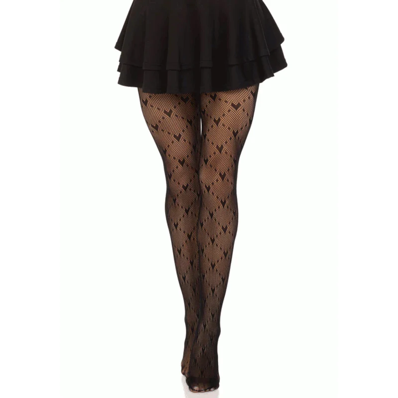 Heart Design Fishnet Tights - Leg Avenue - Image 2