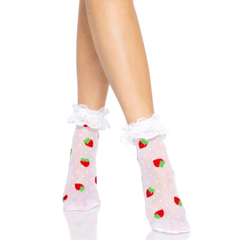 Strawberry Ruffle Top Anklets - Leg Avenue