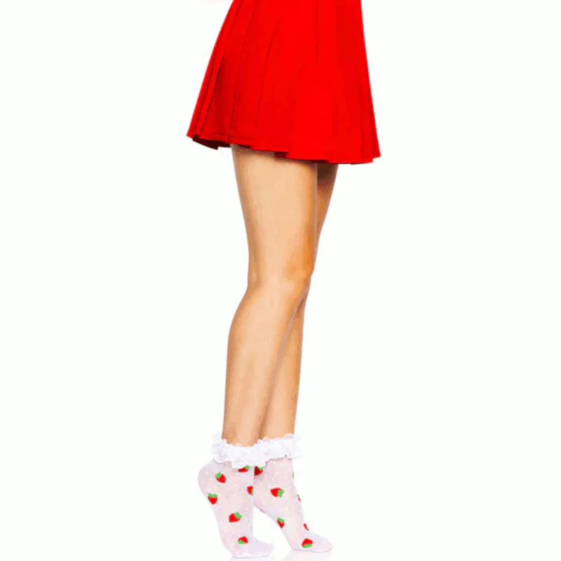 Strawberry Ruffle Top Anklets - Leg Avenue - Image 3