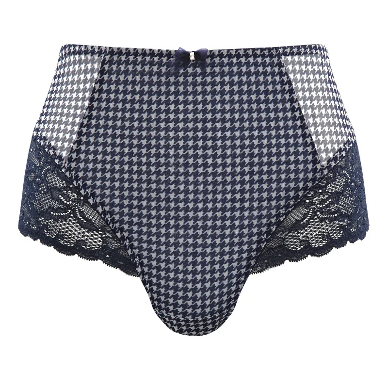 Jasmine Dogtooth Blue Deep Brief Panty - Panache