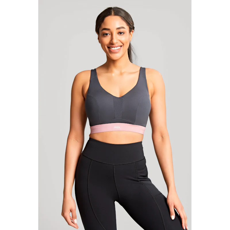 Non Padded Sports Bra Underwired Charcoal Grey - Panache - Image 2