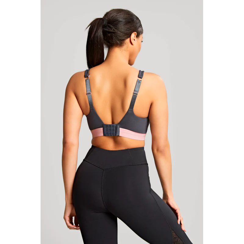 Non Padded Sports Bra Underwired Charcoal Grey - Panache - Image 3