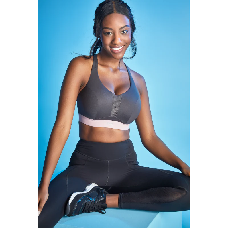 Non Padded Sports Bra Underwired Charcoal Grey - Panache - Image 6
