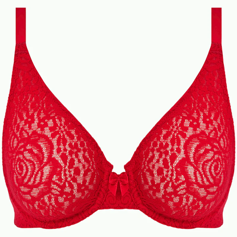 Halo Lace Plunge Bra Red - Wacoal
